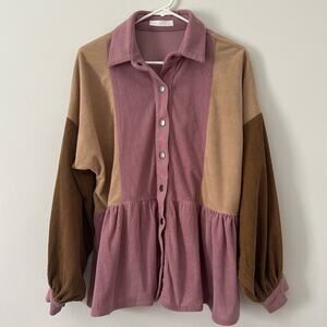 Ces‎ Femme Women’s Colorblock Corduroy Shacket Size Small